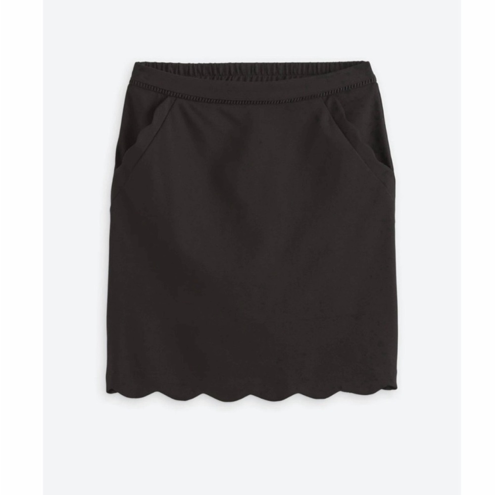 Skies Are Blue Black Pencil Skirt with Scalloped Hem